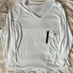 Torrid White Long Sleeve V-Neck Tee